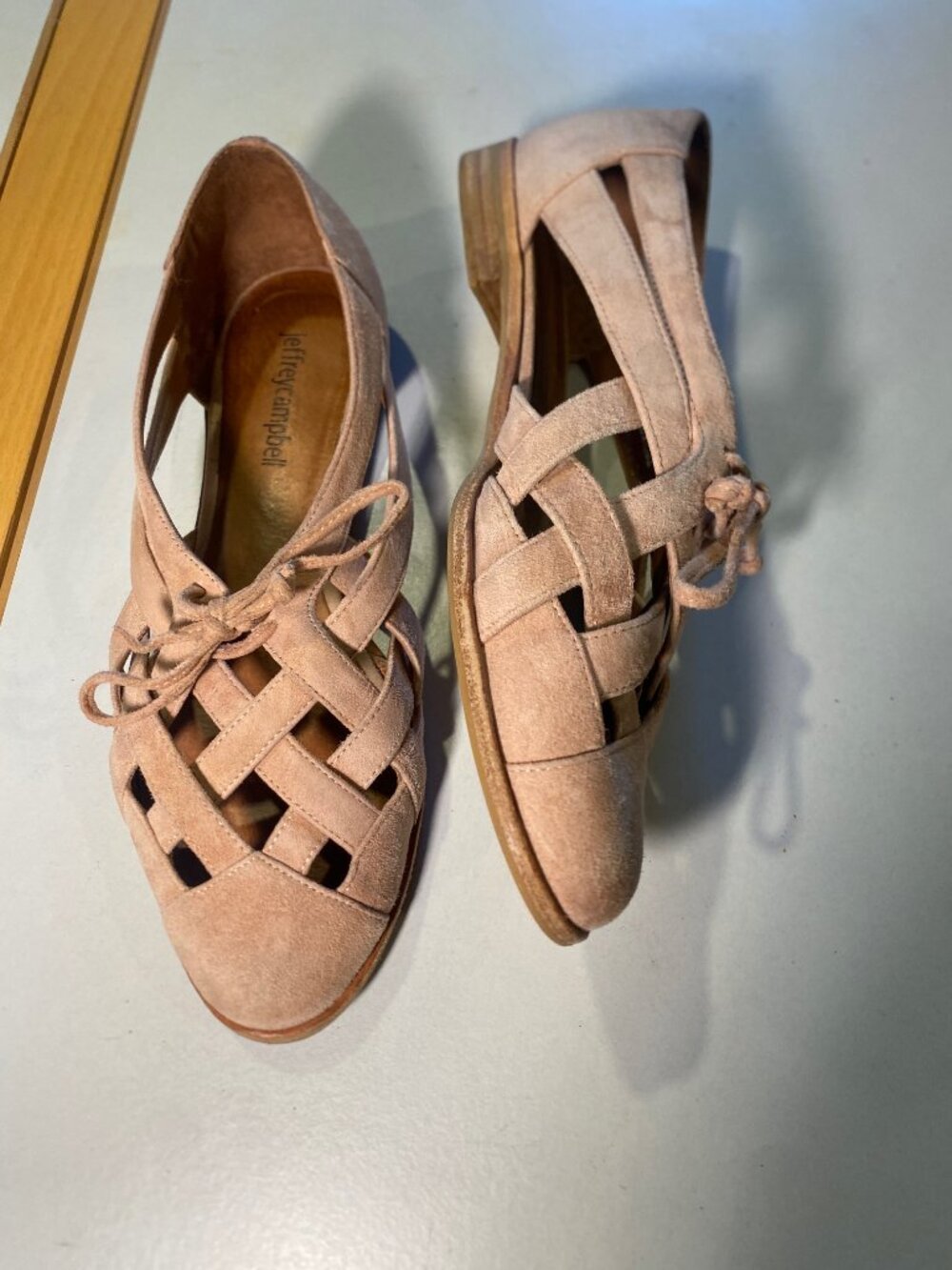 Jeffrey Campbell - Size 7 - Women's Canela Beige Suede Woven Sandals